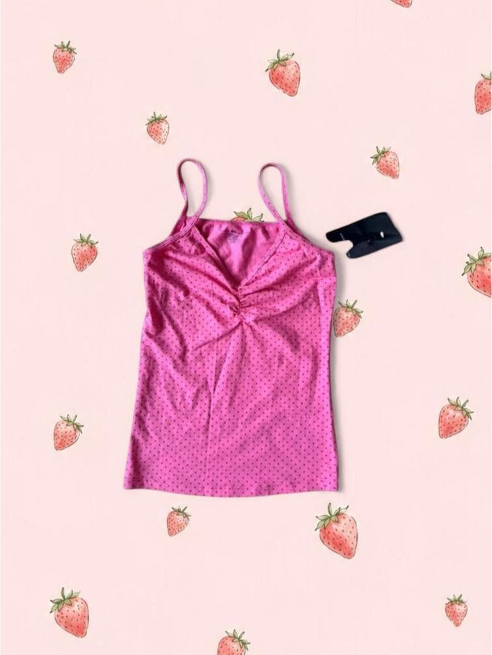 Brandy Melville pink polka dot Archie tank